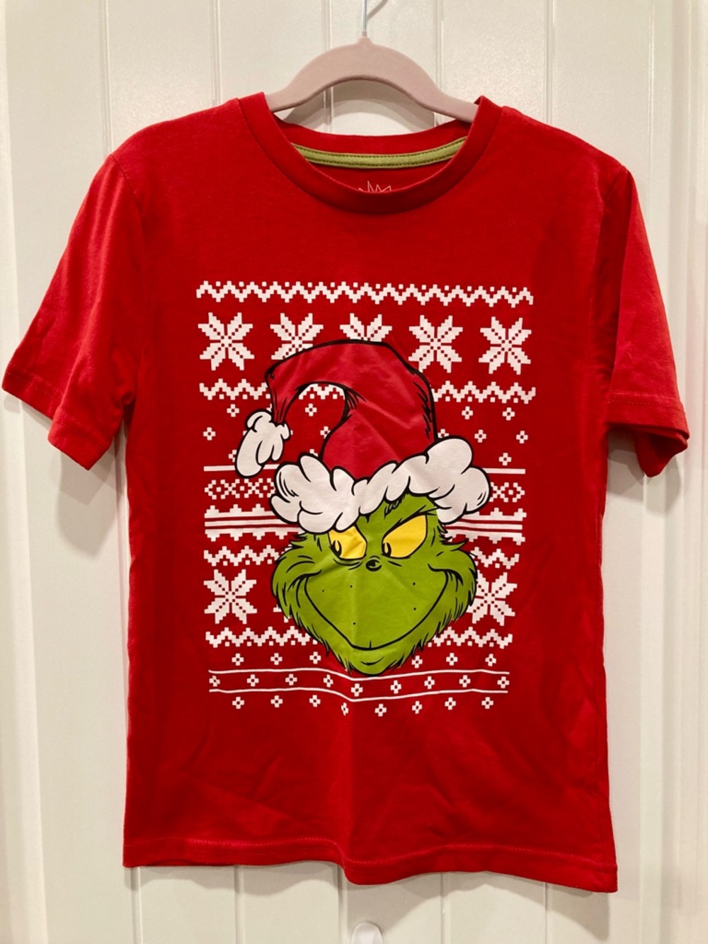 Dr. Seuss Red Grinch Santa Tee M (7-8)